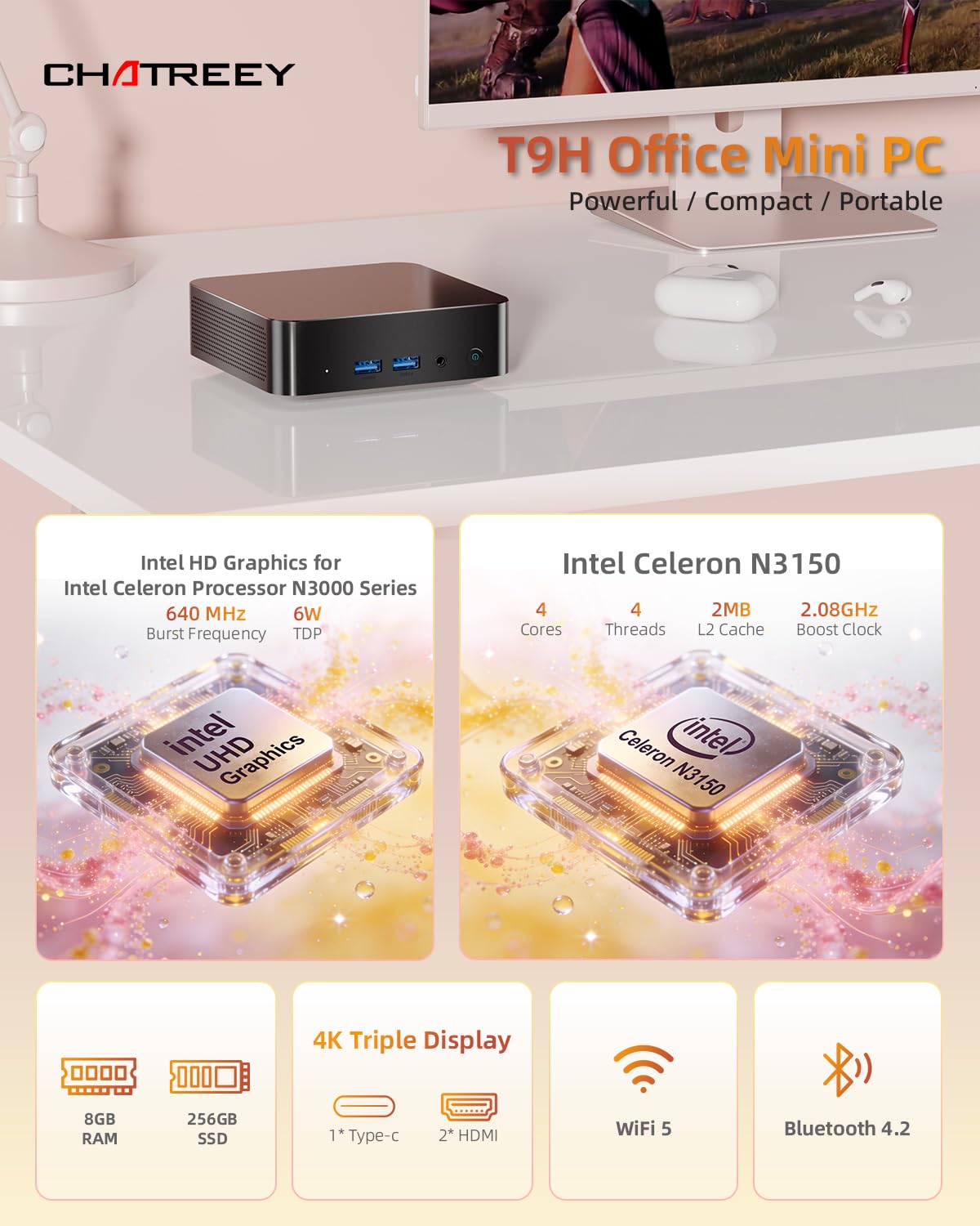 Amazon.com: chatreey Mini PC N3150 (4C/4T, 2.08GHz Max) 8GB RAM